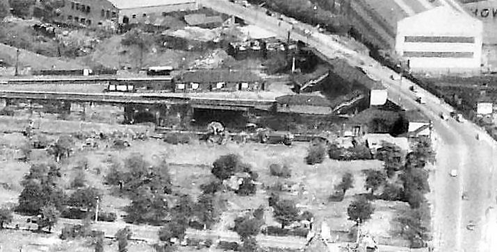Aerial view of the Shields Road railway stations
