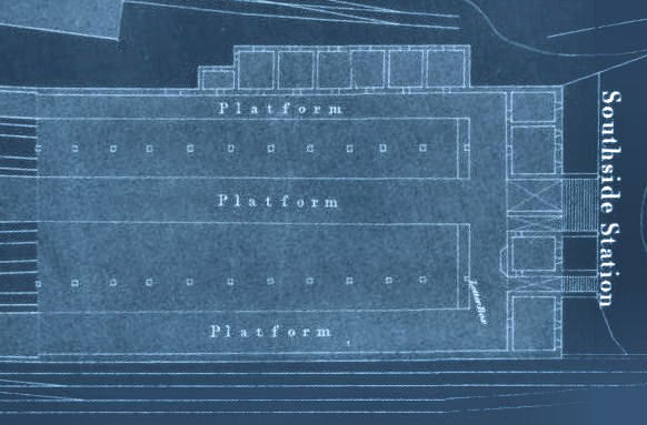 Blueprint showing platform layout of Southside Station at Gushetfaulds, Gorbals