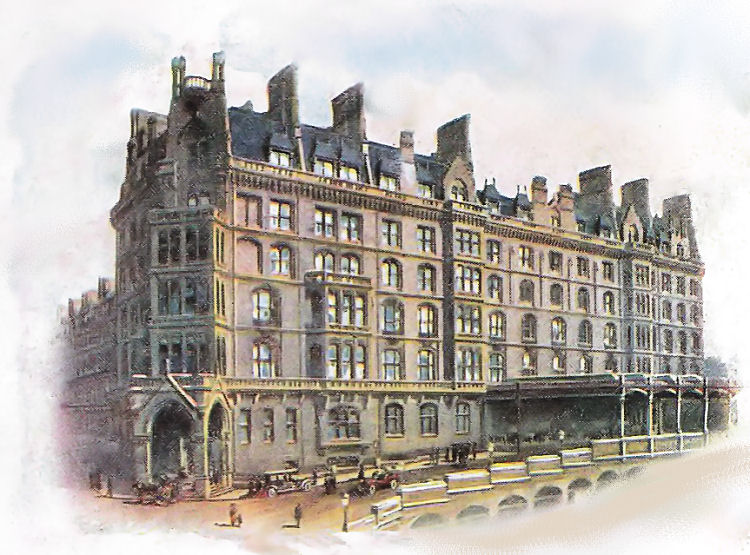 Early 20th century sketch of the massive St Enoch Station and Hotel