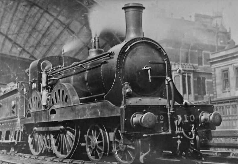 Glasgow and Southwestern Railway's steam locomotive No.110 seen leaving St Enoch station, c.1897