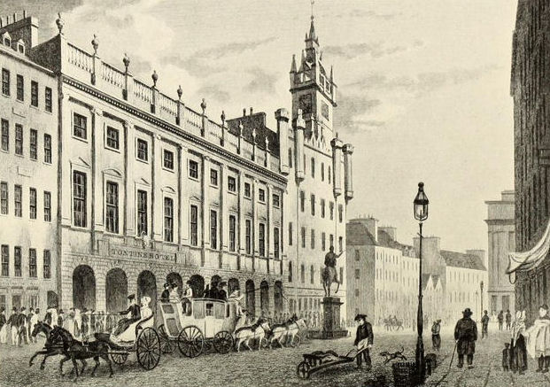 Mail coach at the Tontine Hotel, Glasgow c.1790