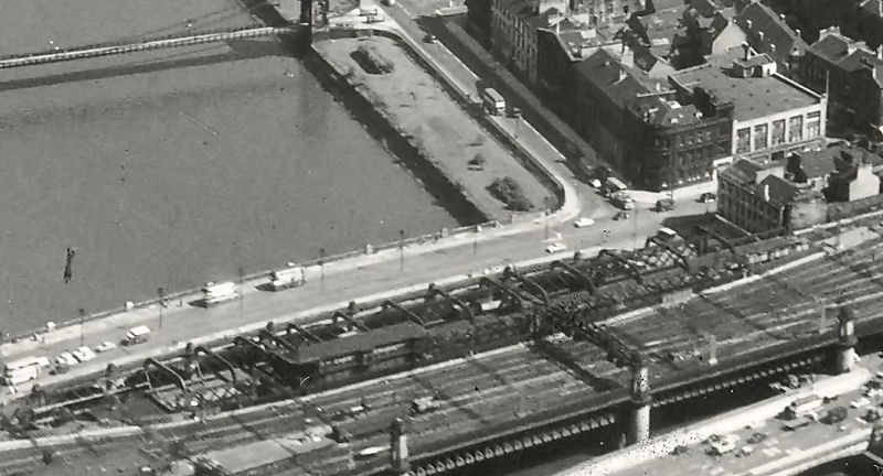 View of two railway bridges from Bridge Street Station from the late 1960's 