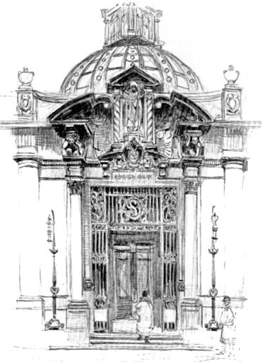 Sketch of entrance to Savings Bank of Glasgow, 1926