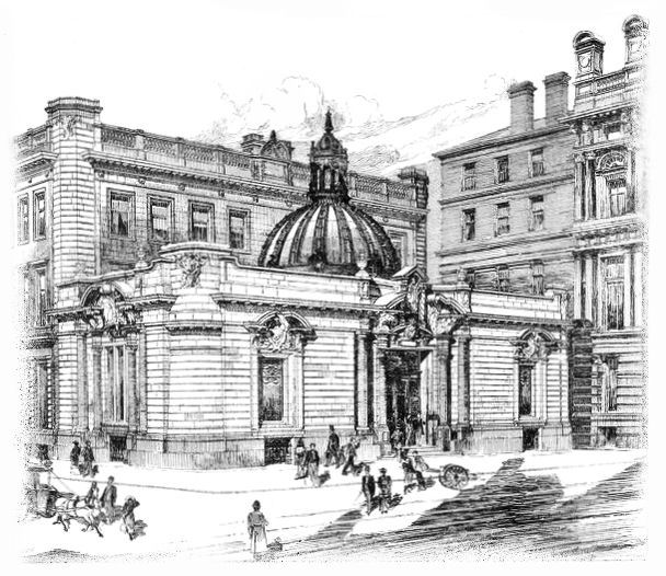 Exhibition drawing of extension to Savings Bank of Glasgow, 1895
