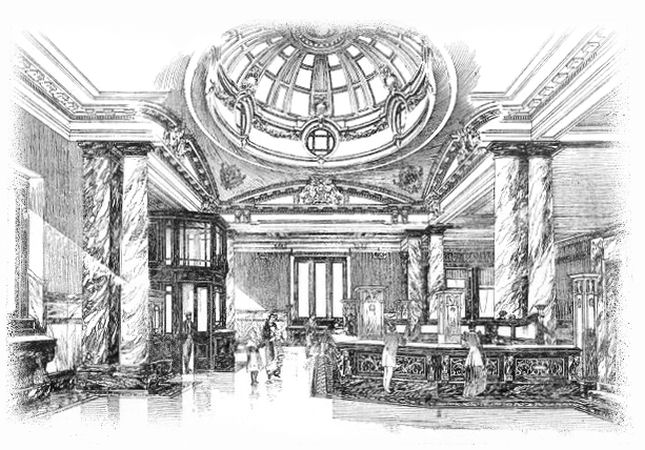 Interior of Savings Bank of Glasgow, 1895
