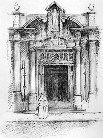 Sketch of entrance to Savings Bank of Glasgow, 1913