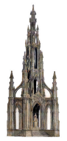 Drawing of Scott Monument, Princes Street, Edinburgh