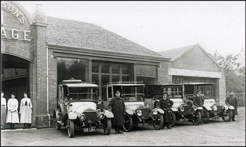 Limousines and chauffeurs at Anderson's Garage, Newton Mearns