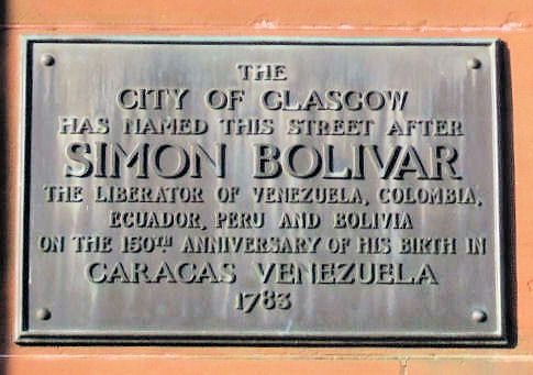 Plaque to Simon Bolivar, Mount Florida, Glasgow