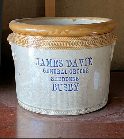 Old butter crock from Davie's store, Sheddens. Picture credit: George Bresnick 