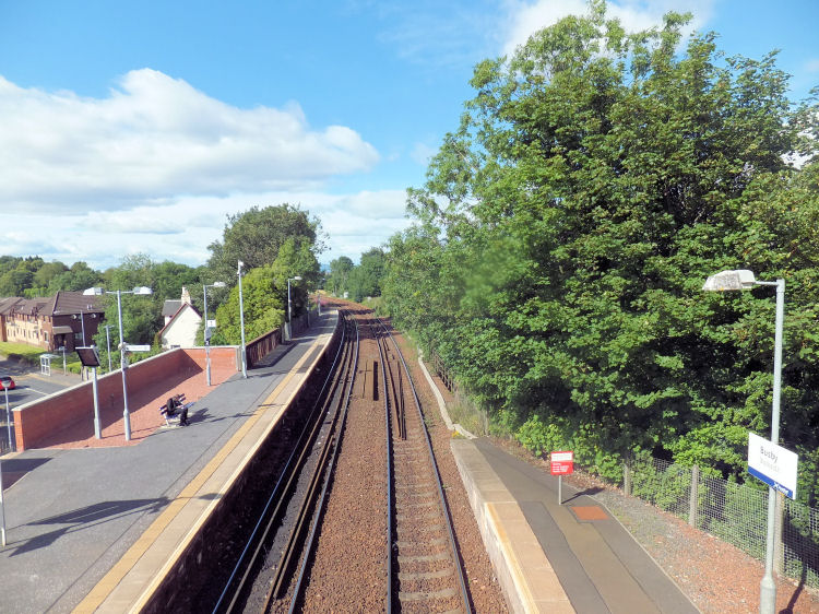 View of Busby Station from footbridge connecting platforms