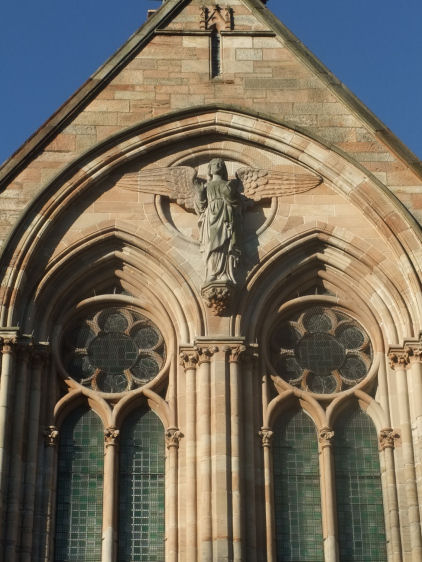Angelic sculpture by John Mossman at Camphill Church