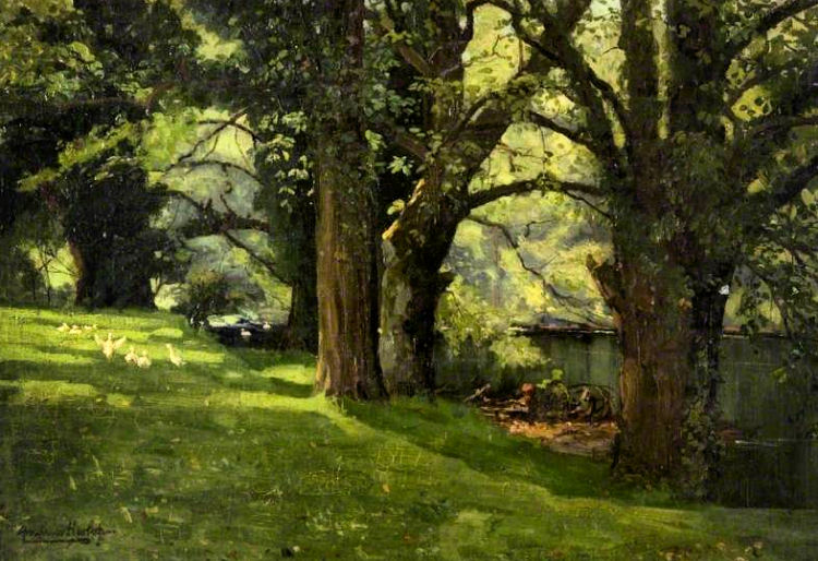 Early twentieth century painting of the White Cart in what is now Linn Park