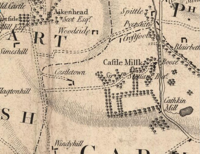 1795 map showing Boose, Castlemilk
