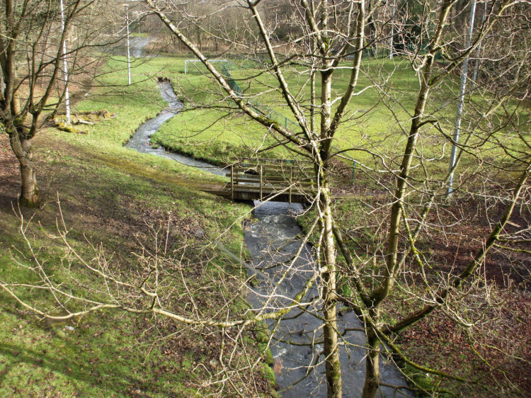 Pathway across the bridge from Castlemilk Stables