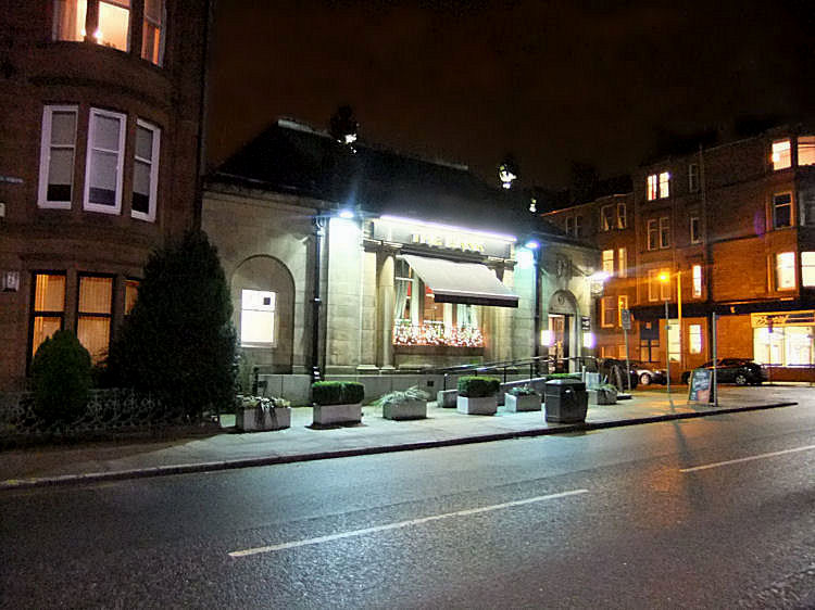 Floodlit view of The Bank, Clarkston Road