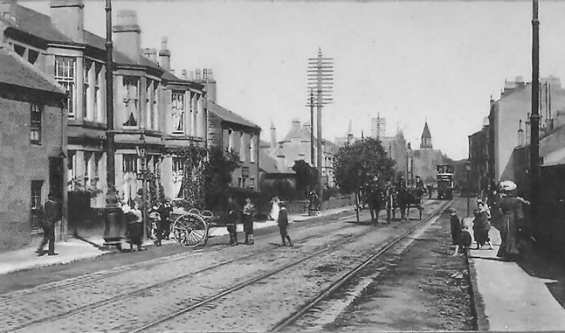 Edwardian street scene with children playing on Clarkston Road