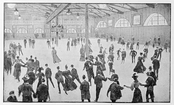 Inside Crossmyloof Ice Rink, 1909