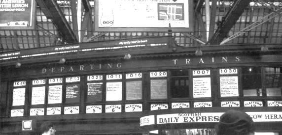 Destination boards at Central Station, 1965