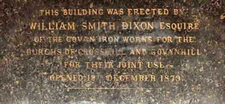 Plaque at Dixon Halls, Glasgow