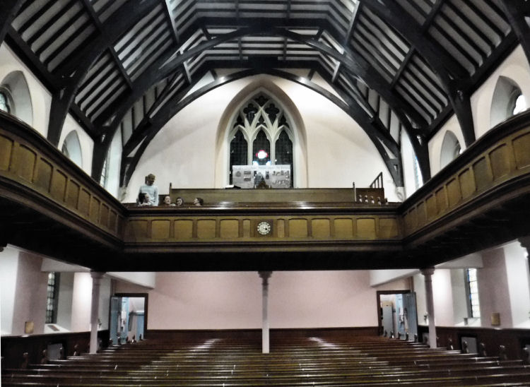 View of interior of Eastwood Parish Church, Glasgow from pulpit