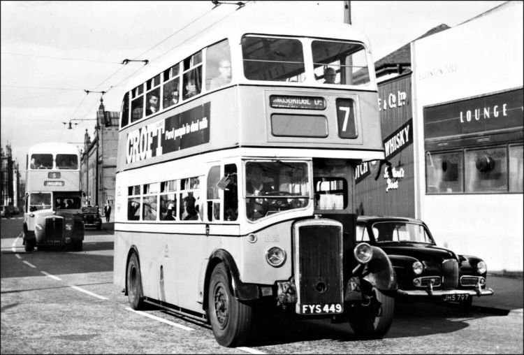 No.7 Corporation bus passing Eglinton Toll on its way from St Enoch Square  to Kingsbridge Drive