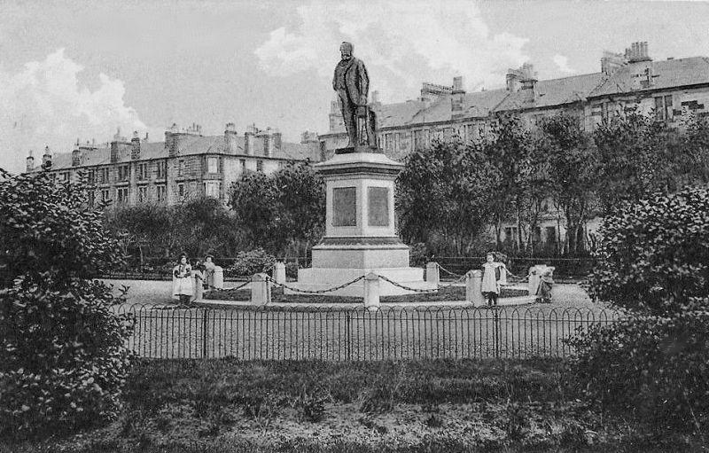 Early 20th century view of Elder Park with small children surrounding statue of John Elder