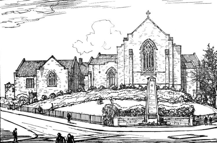 Sketch of Giffnock South Church, 1956