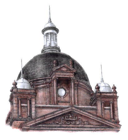 Drawing of dome at Govan Town Hall by Gerald Blaikie