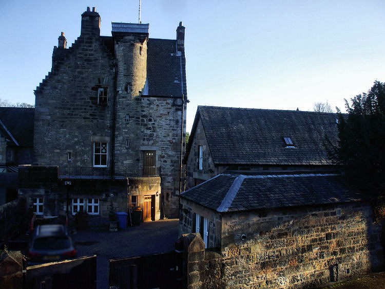 Rear view of Haggs Castle and associated outbuildings