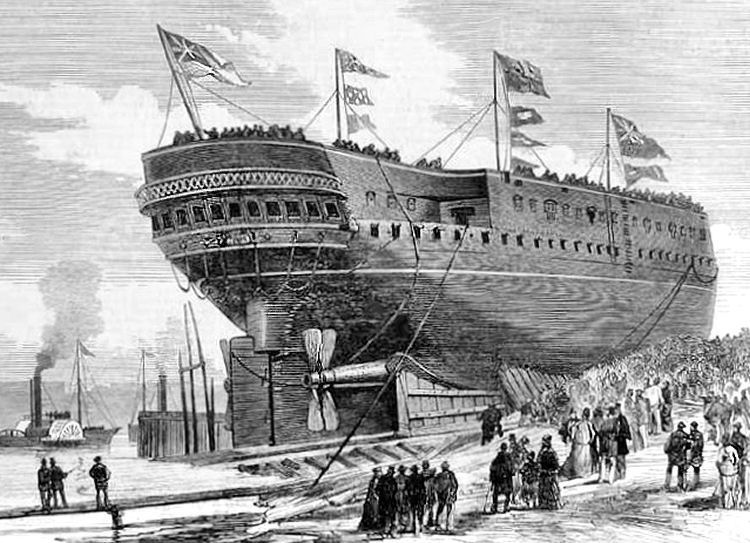 HMS <I>Nelson</I>, built at Fairfield Shipyard and launched in 1876