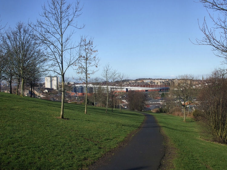 View of Mount Florida and Hampden Stadium from the northern slopes of Hundred Acre Hill