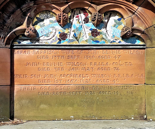 Inscription on tomb of architect, J.B. Wilson