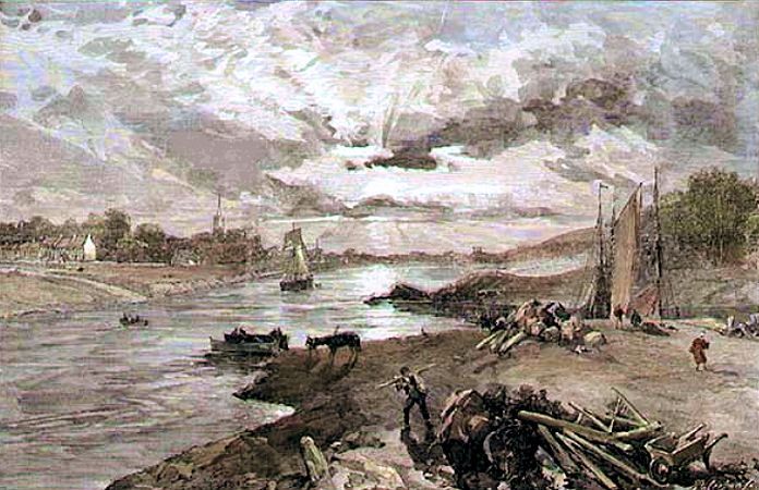View of Govan from north bank of the Clyde at the mouth of the Kelvin, 1842