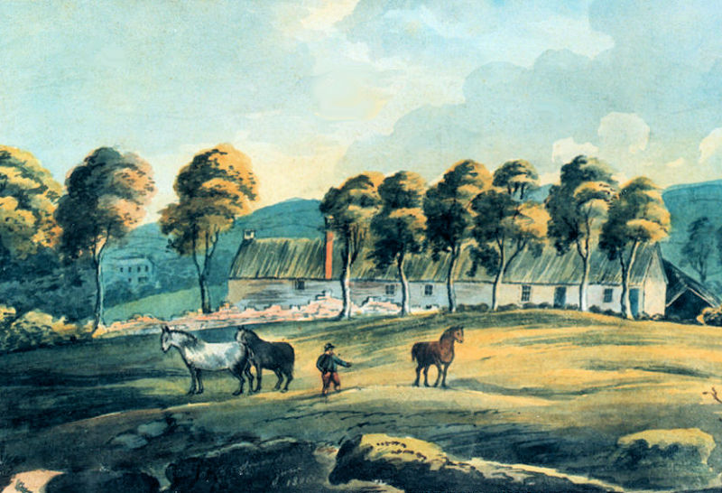 View of Mains of Newlands looking west from Kilmarnock Road c.1830