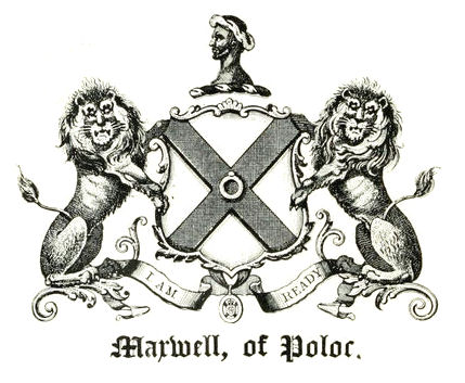Lions feature in the arms of 'Maxwell of Poloc', along with a Turk's head  