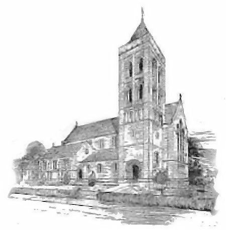 Sketch of Merrylea Parish Church with unbuilt tower