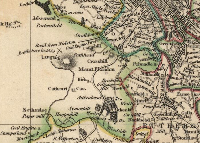 1822 map of the eastern section of Cathcart Parish