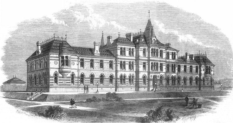 Exhibition drawing of former Deaf & Dumb Institution, designed by Salmon Son & Ritchie