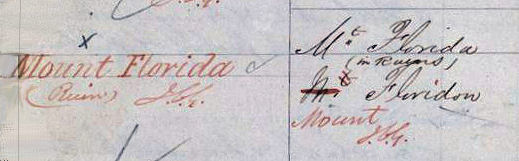 Extract from Ordnance Survey Name book from 1856-1857 regarding Mount Florida