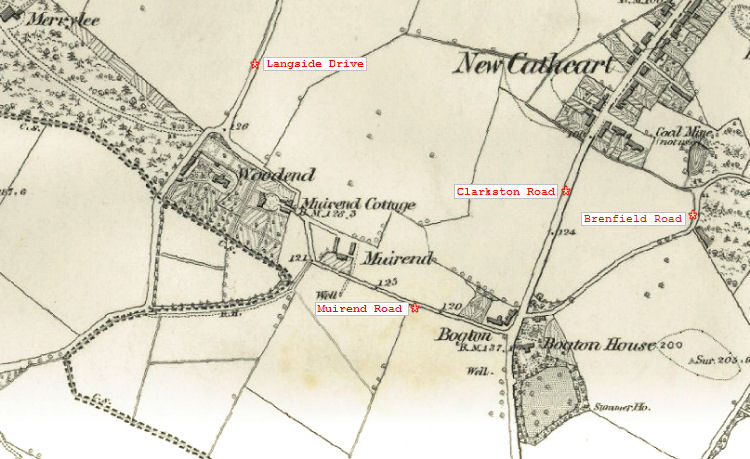 1850's map of Muirend, which was included in the ancient 