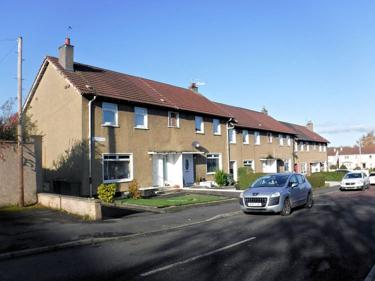 Terraced houses in Muirskeith Road, Merrylee, 2019