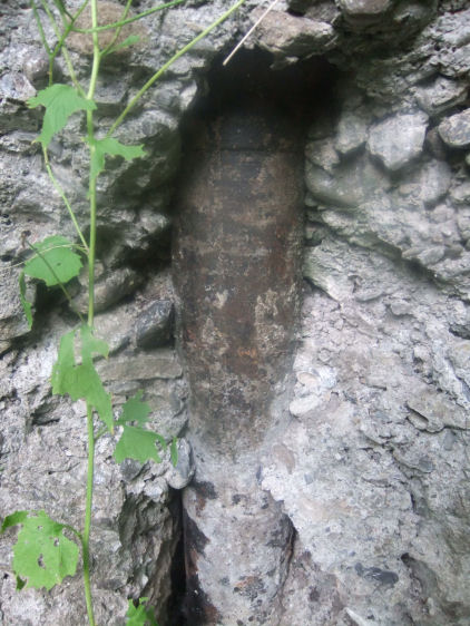 Exposed section of cast-iron column at shale oil retort, Netherlee