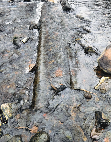 Remnants of pipe bridge at Netherlee Print and Dye Works