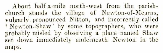 Extract from the topographical, statistical, and historical gazetteer of Scotland (1848), regarding Newton Shaw