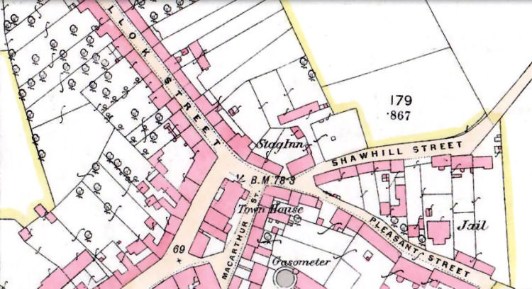 Map from 1858 showing Town House at Pollokshaws