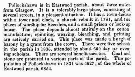 Description of Pollokshaws around the time of the 1831 census