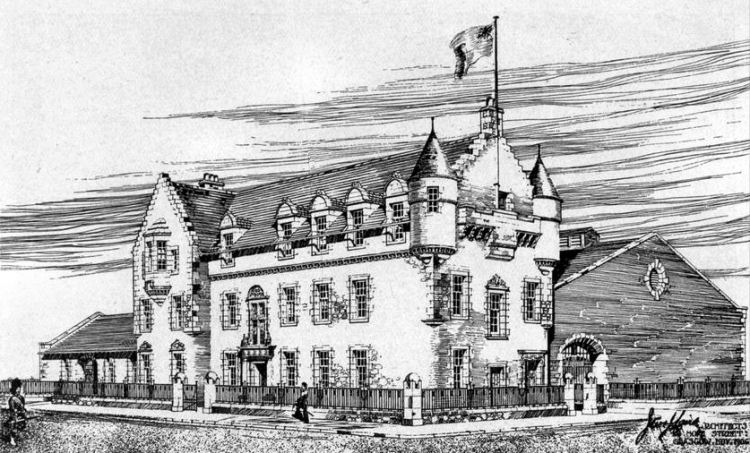 Exhibition Drawing of Pollokshaws Drill Hall from 1907