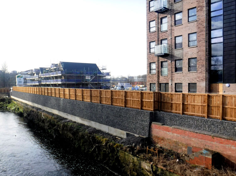 Houses appearing on site of  demolished factories and warehouses, Pollokshaws, February 2019