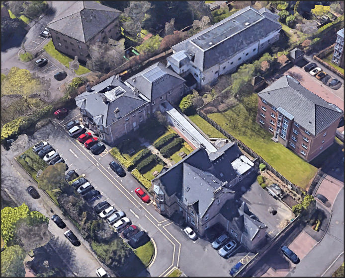 Aerial view of Priory Hospital, Langside